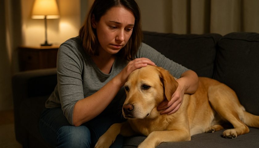 une femme avec son chien