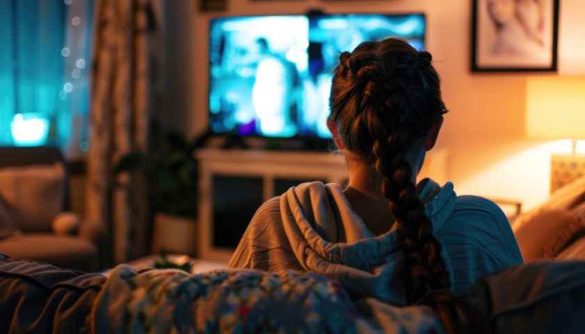 Une personne regardant la télé